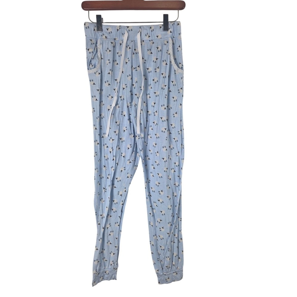Kensie Pajama Pants S Womens Blue Sleeping Sheep Cuffed Pull On Sleepwear Bottom